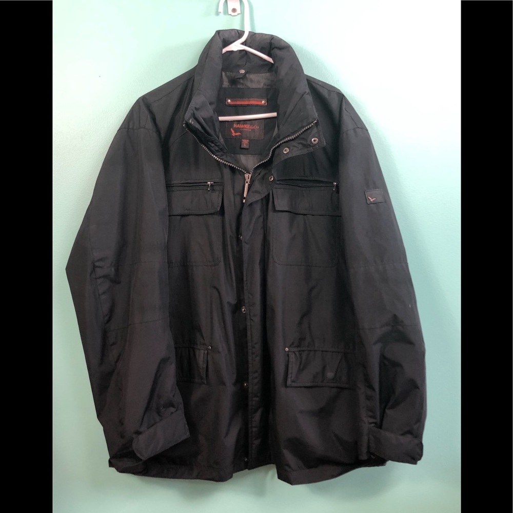 HAWK & CO Men’s black winter/rain coat w/multiple pockets all in working…